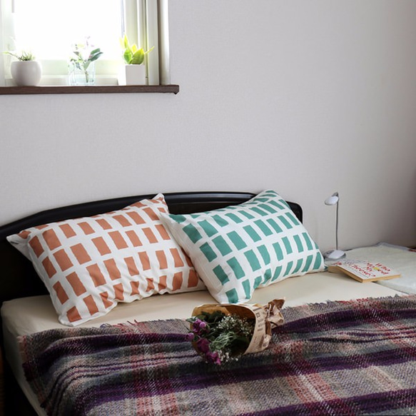 枕カバー 寝具 63×43cm ドロウン ミント スクエアチェック 北欧デザイン jubileemkr070ym 5枚目の画像