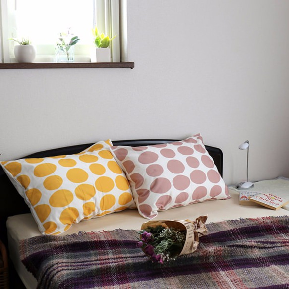 枕カバー 寝具 63×43cm ピンク ストーンドット 北欧デザイン jubileemkr088ym 1枚目の画像