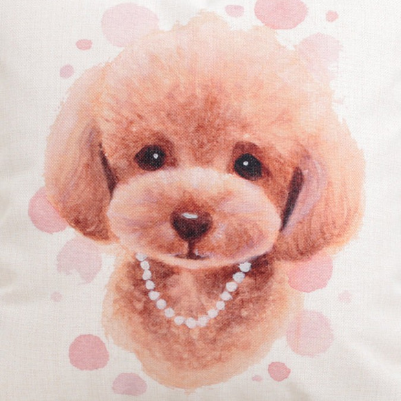 クッションカバー トイプードル ネックレス 犬 天然リネン jubileecushionai003 4枚目の画像