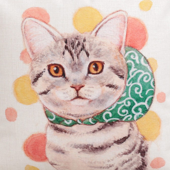 クッションカバー アメリカンショートヘアー 猫 フロシキ 天然リネン jubileecushionai008 4枚目の画像