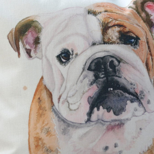 クッションカバー ブルドッグ 天然リネン ホワイト jubileecushionpt013 4枚目の画像