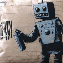 クッションカバー Banksy バンクシー TAGGING ROBOT jubileecushionba055 4枚目の画像