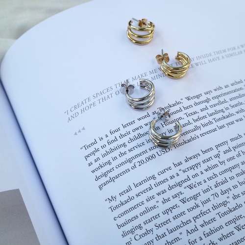 ３連ミニフープピアス シルバー PHILRIN ear PAPILLONNER ピアス 「スターリングシルバー使用/キャッチ