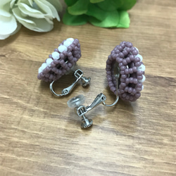 ボタン Design Earrings#２【パープル】 3枚目の画像