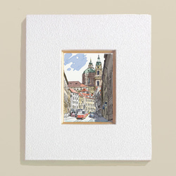 ポストカード ヨーロッパ風景画(組合せ自由4枚セットで1.000円) No.121 プラハ　カルメリッカー通り 2枚目の画像