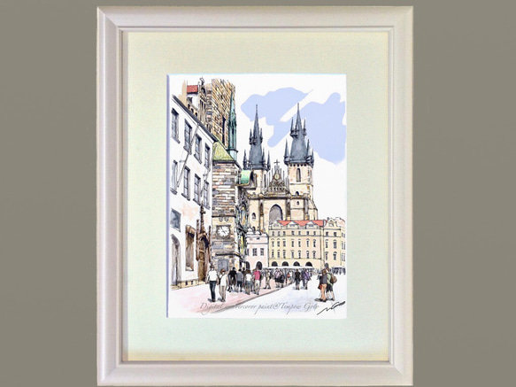 ポストカード ヨーロッパ風景画(組合せ自由4枚セットで1.000円) No.26  プラハの旧市庁舎前広場 4枚目の画像
