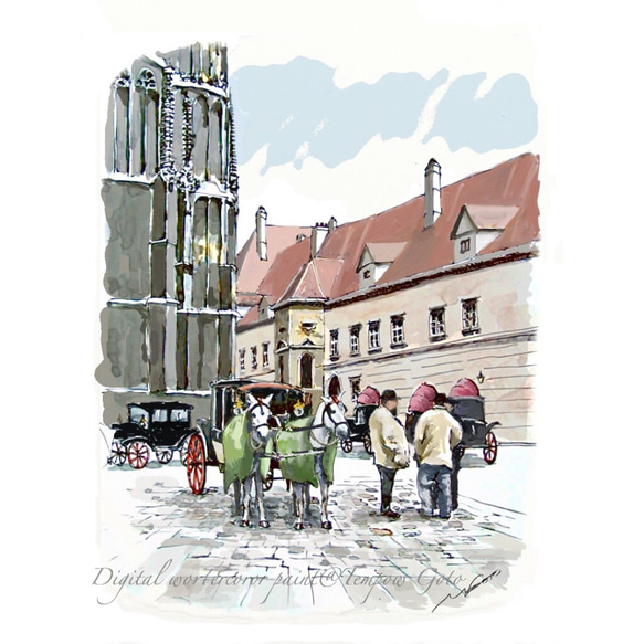 ワイン チーズ 絵画 ヨーロッパ風景画 ポストカード ヨーロッパ風景画