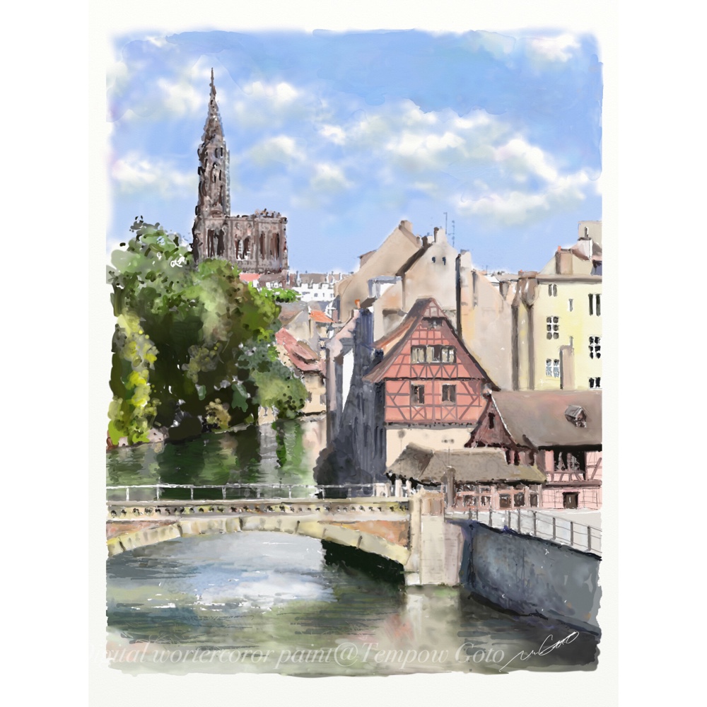 大聖堂風景　作者不詳　油絵　額61×33絵57×28cm ヨーロッパ街の風景 大聖堂風景 作者不詳 油絵 額61×33絵57×28cm ヨーロッパ街