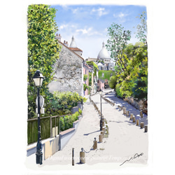 ポストカード ヨーロッパ風景画(組合せ自由4枚セットで1,000円)No.165  モンマルトル　アブルヴォワール通り 1枚目の画像
