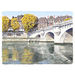 ポストカード ヨーロッパ風景画（組み合わせ自由4枚セット1.000円）No.171  パリ　秋のセーヌ川 1枚目の画像