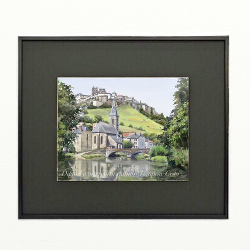 天春永次 　ヨーロッパ風景　水彩画　サイン入り　送料込み ヨーロッパ風景画4枚セット No.61 コートダジュール 路地の石段