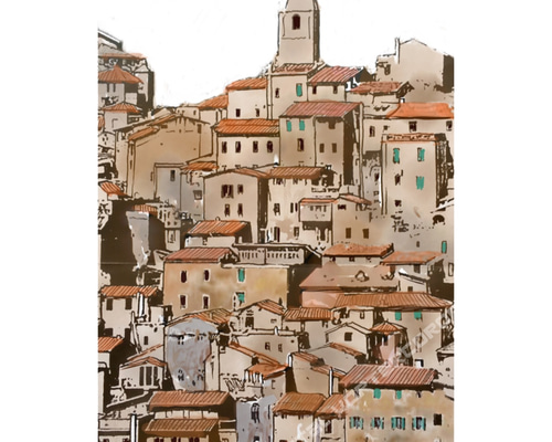 小宮山恒男「ヨーロッパ風景」 油彩画 額縁外寸37.0x42.0n7.5