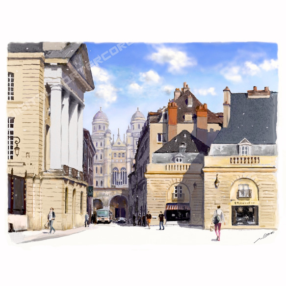 ポストカード ヨーロッパ風景画（組み合わせ自由4枚セット1.000円）No.185  ディジョンの街角 1枚目の画像