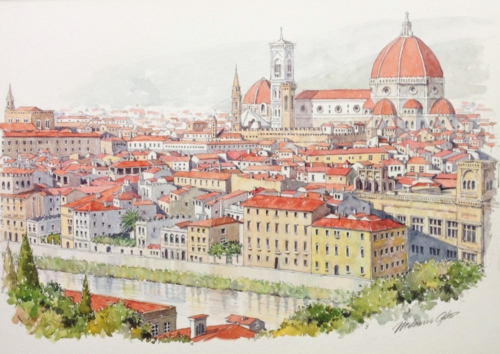 フィレンツェ遠望（水彩画） 絵画 基典 通販 2471843｜Creema