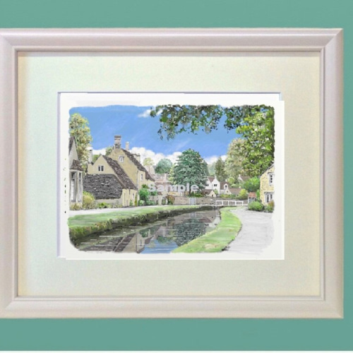 ローマの風景(水彩画)額付き - 絵画 - 絵画