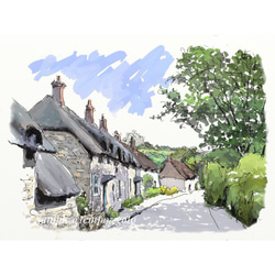 絵画　2枚　馬　鹿　風景画 ポストカード ヨーロッパの風景￥250（他の絵と4枚セット売り