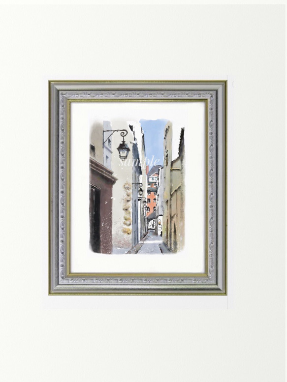 ポストカード ヨーロッパ風景画￥250（他の絵と4枚セット売り1.000円）No.69 パリの裏路地　ヌヴェール通り 2枚目の画像