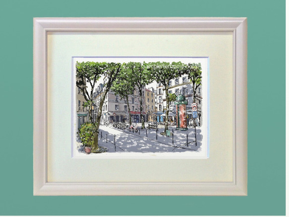 ポストカード ヨーロッパ風景画￥250（他の絵と4枚セット売り1.000円）No.76  パリ木陰の街角 4枚目の画像