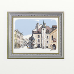 ポストカード ヨーロッパ風景画￥250（他の絵と4枚セット売り1.000円）No.87  フランス ブルゴーニュの街角 3枚目の画像