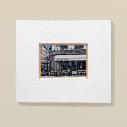 アクリル画　パリ　街角のカフェ　( 額縁付き) 1枚目の画像