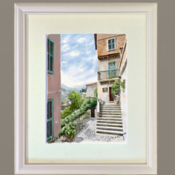 ポストカード ヨーロッパ風景画（他の絵と4枚セット売り1.000円）No.113  イタリア　リグーリアの小さな村 4枚目の画像