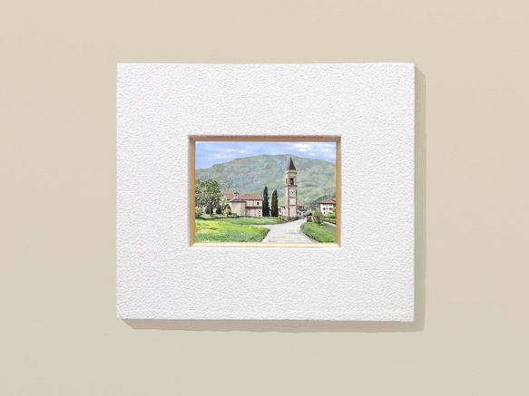ポストカード ヨーロッパ風景画（他の絵と4枚セット売り1.000円）No.114  イタリア　村はずれの教会 2枚目の画像