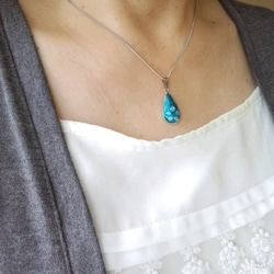 再販  七宝焼ペンダント「青い花」 3枚目の画像