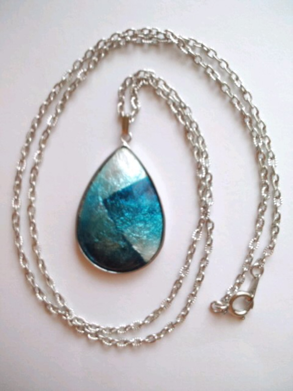 再販  七宝焼ペンダント「京の青 partⅡ」 2枚目の画像