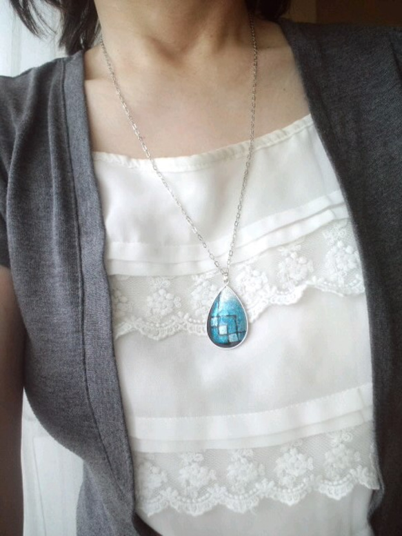 再販  七宝焼ペンダント「京の青 partⅡ」 3枚目の画像