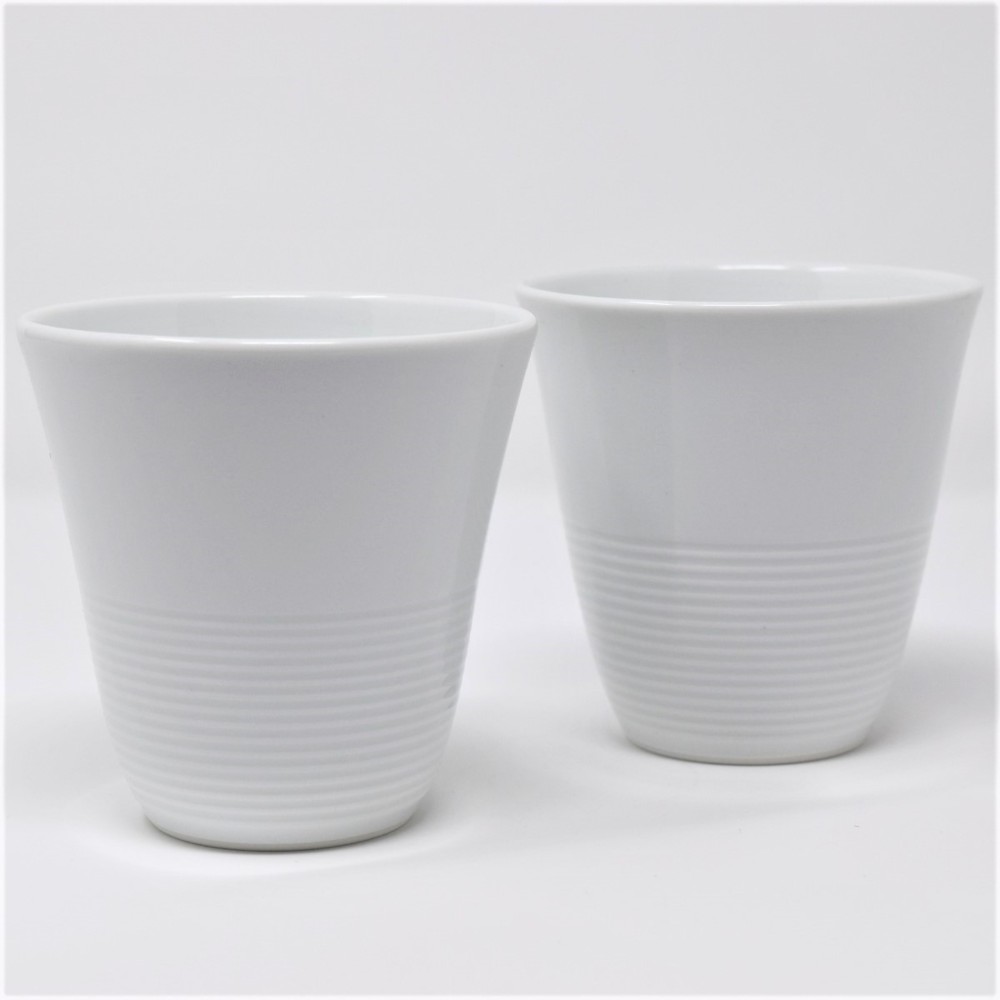 有田焼　窯元　博泉窯　白磁線文組フリーカップ　中村慎　作　陶芸家　手づくり　シンプル　きれいな白磁　ペア　セット　贈り物