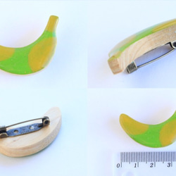 木製バナナドットブローチ 2枚目の画像