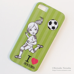 iPhoneケース／I LOVE SOCCER (グリーン) 1枚目の画像