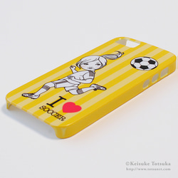 iPhoneケース／I LOVE SOCCER (イエロー) 2枚目の画像