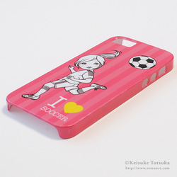 iPhoneケース／I LOVE SOCCER (ピンク) 2枚目の画像