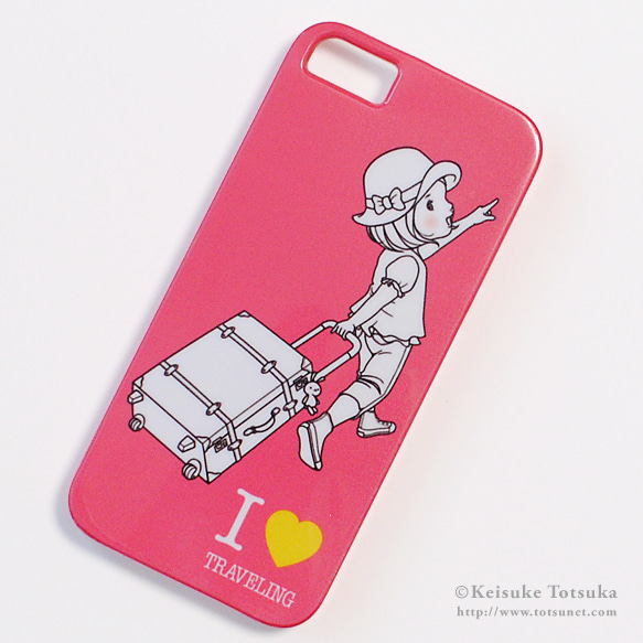 iPhoneケース／I LOVE TRAVELING (ピンク) 1枚目の画像