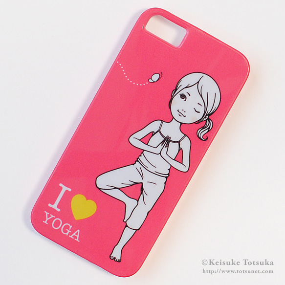 iPhoneケース／I LOVE YOGA (ピンク) 1枚目の画像