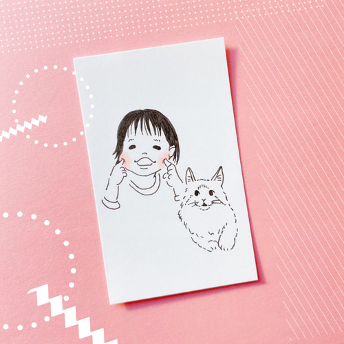 名刺サイズのモノクロ似顔絵『KURO YURU NIGAOE（アナログ似顔絵