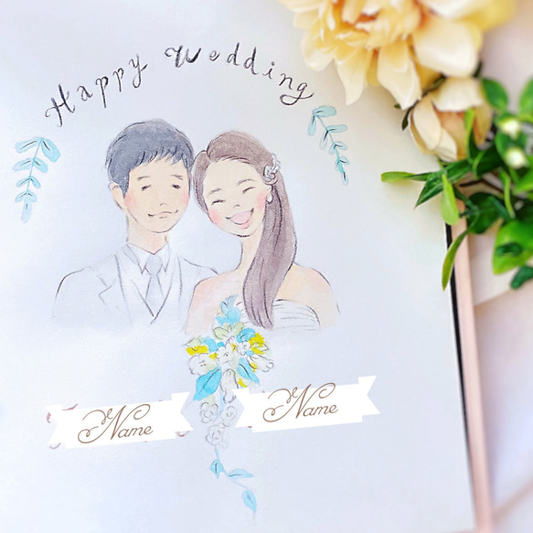 YURU YURU WEDDING ♡̆̈ ウェディング ♡ 似顔絵ウェルカムボード　結婚祝い　結婚記念日 6枚目の画像