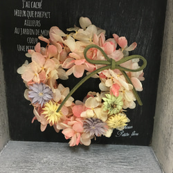 アンティーク風ボックス〜オレンジ紫陽花のミニリース〜 2枚目の画像