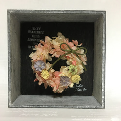 アンティーク風ボックス〜オレンジ紫陽花のミニリース〜 3枚目の画像