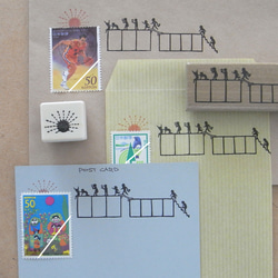 郵便番号枠と切手飾りのはんこセット　ご来光見学 4枚目の画像