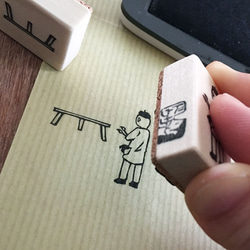 メッセージ・切手飾りはんこ　絵描きのおじさん 3枚目の画像