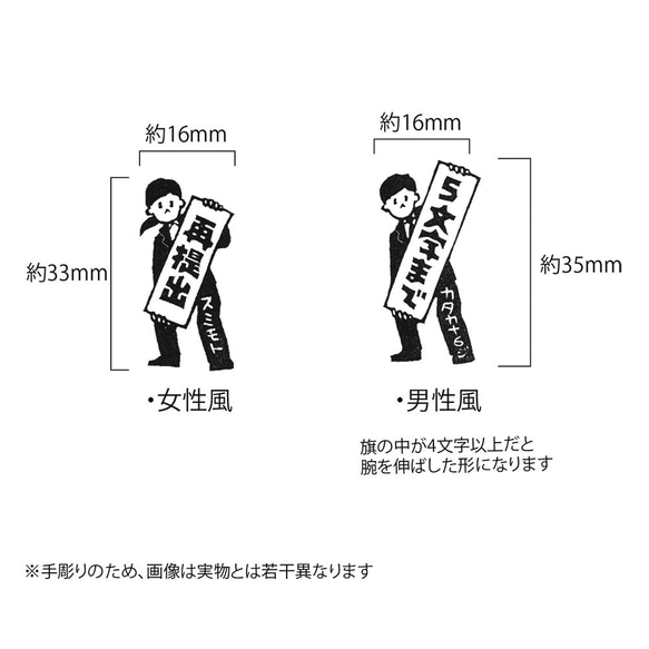 【名入れ＆言葉変更可】再提出はんこ　旗出し 4枚目の画像