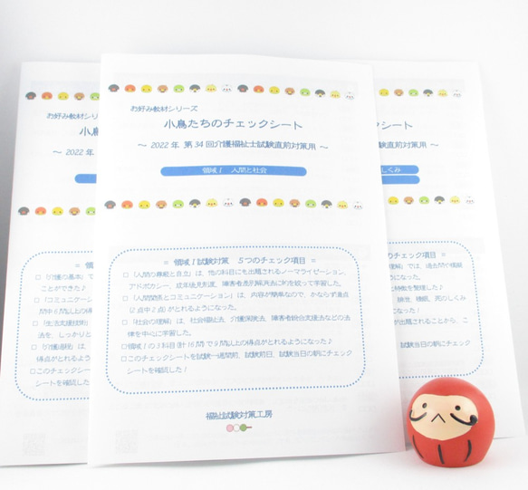 お好み教材シリーズ『小鳥たちのチェックシート～2022年介護福祉士試験直前対策用～』KCK22 4枚目の画像