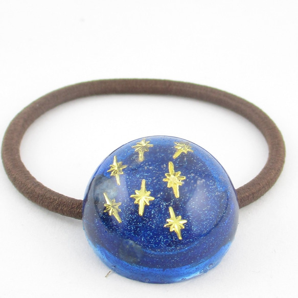 星降るラピスラズリは、待ちわびた人と一夜の想いを表す。※ぼぼ屋のヘアゴム※SH174 2枚目の画像