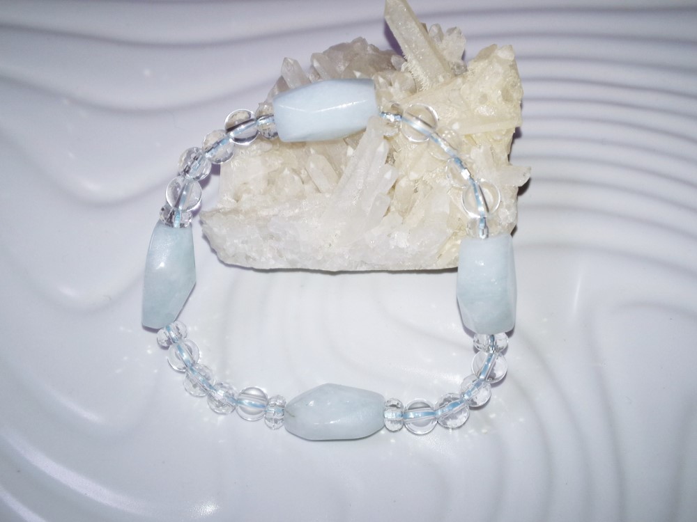 アクアマリンのタンブルブレスレット<<1点ものブレス>>IB02