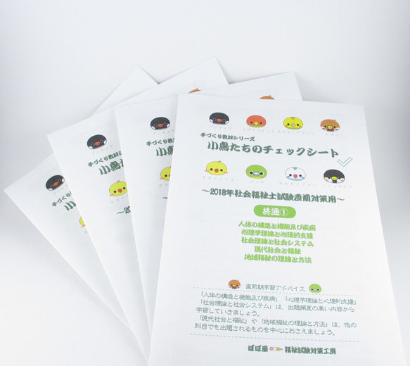 手づくり教材シリーズ『小鳥たちのチェックシート～2018年社会福祉士試験直前対策用～』KS1801 1枚目の画像
