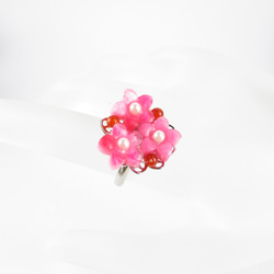 あの日の思い出が胸を熱くするから、桜も赤メノウも紅く染まります。<1点もの創作リング>SR565 2枚目の画像