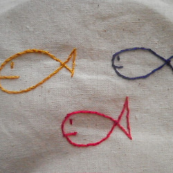 刺繍赤黄青魚袋 2枚目の画像