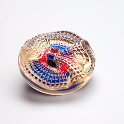 チェコのボタン　赤、青、金のリボン 3枚目の画像